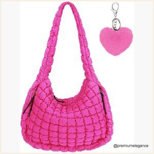 Large Quilted Puffer Tote Bag Crossbody Hobo Carryall Shoulder Bag